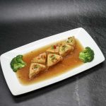 TOFU FILLED WITH SHRIMP SERVED WITH OYSTER SAUCE